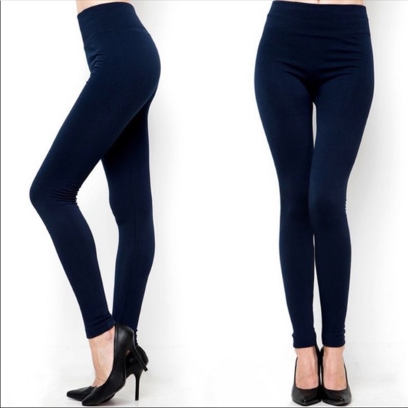 🆕 OCTOBER LOVE NAVY FLEECE LEGGINGS - Picture 2 of 5
